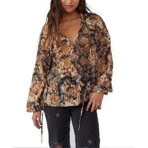 Free People Out For The Night Top Snake Combo Blouse Size S